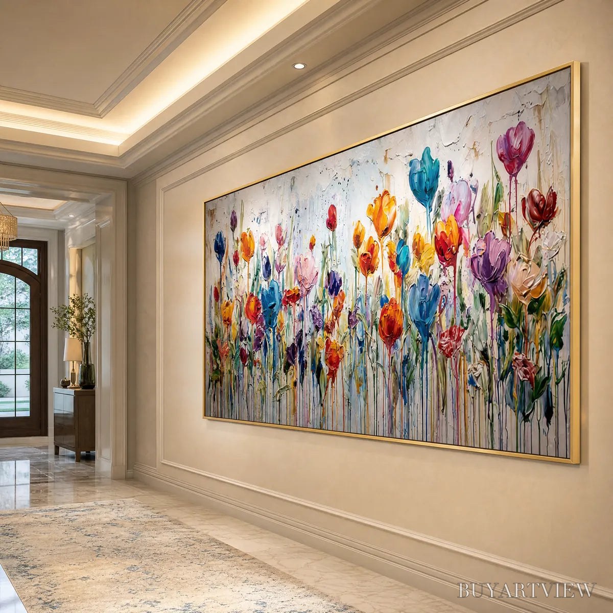 BUYARTVIEW Joyful Melody – Vibrant Abstract Flower Field Painting with Impasto Texture - image 5