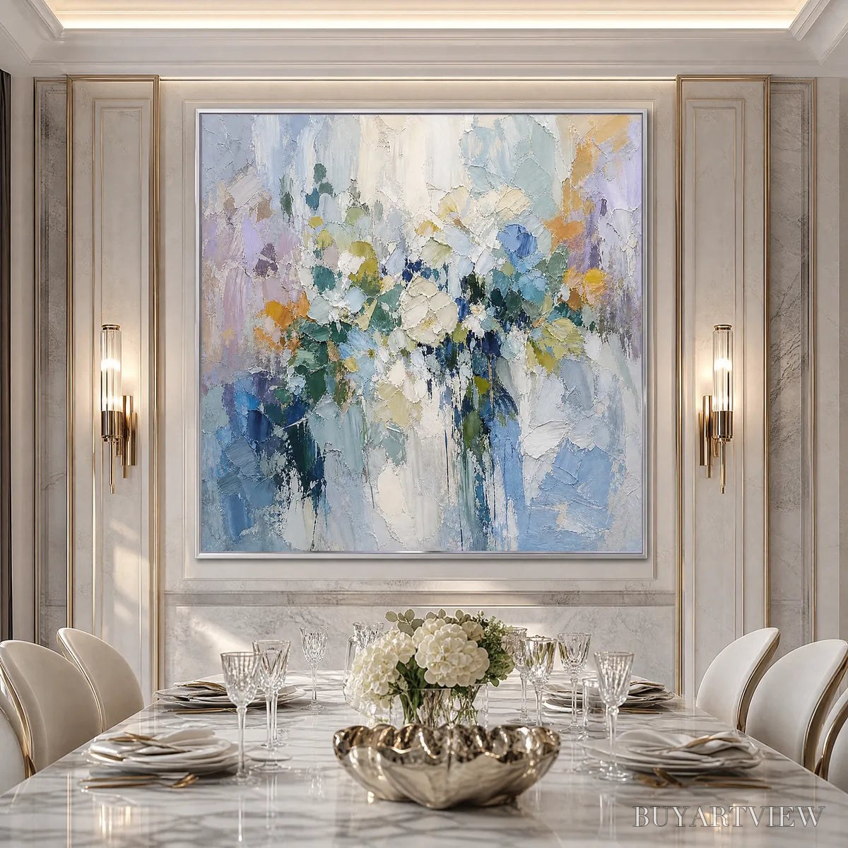 BUYARTVIEW Ethereal Bloom Abstract Floral Textured Oil Painting for Walls - image 5