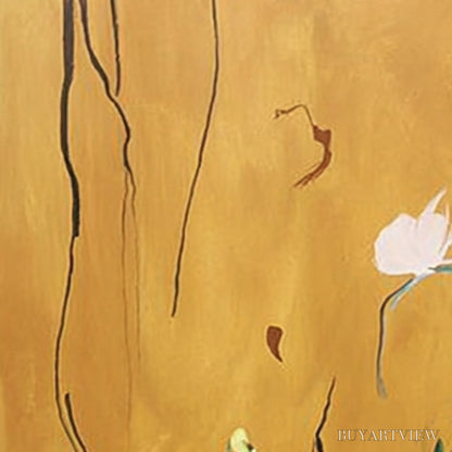 BUYARTVIEW Ochre Whispers – Wabi Sabi Inspired Abstract Floral Painting - image 3