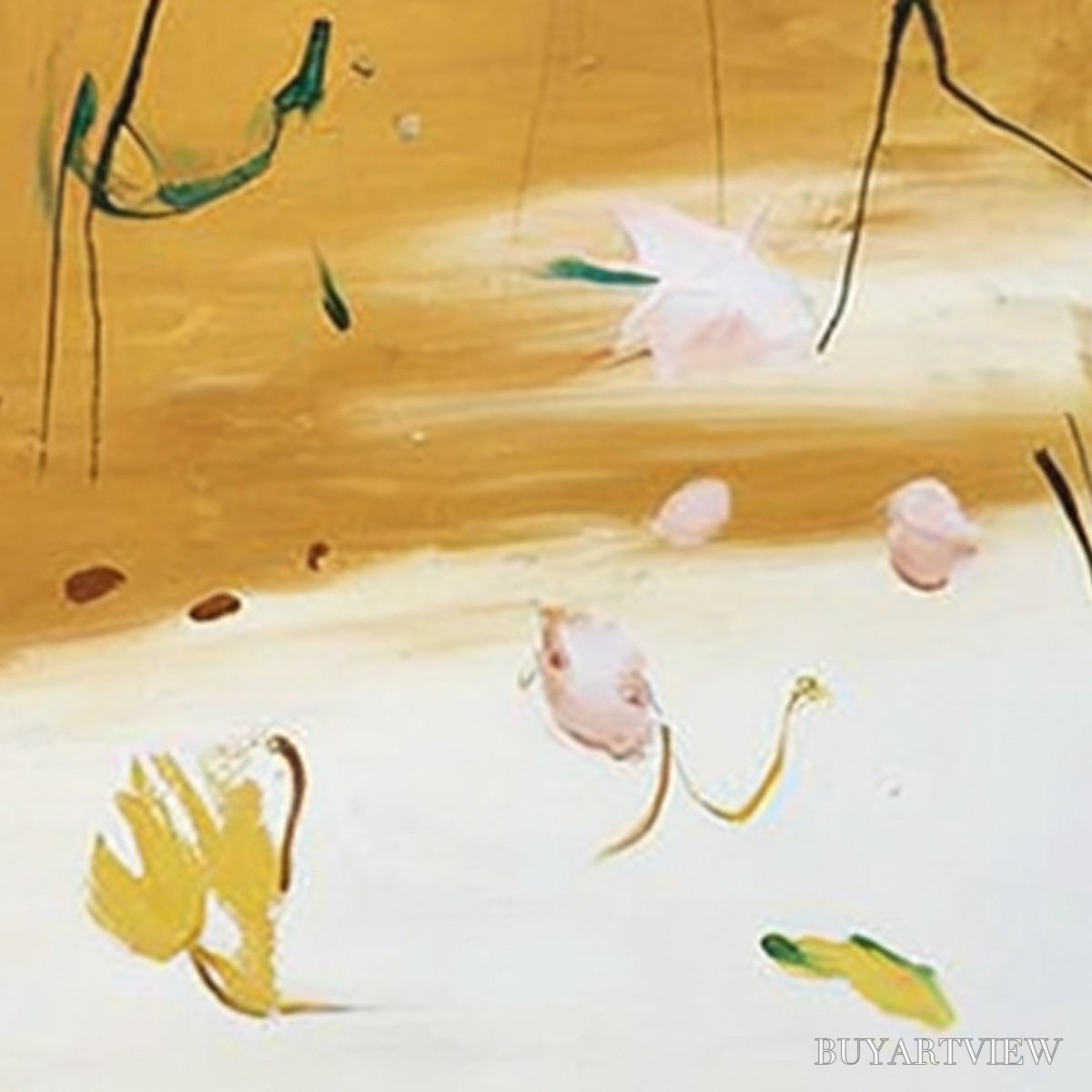 BUYARTVIEW Ochre Whispers – Wabi Sabi Inspired Abstract Floral Painting - image 5