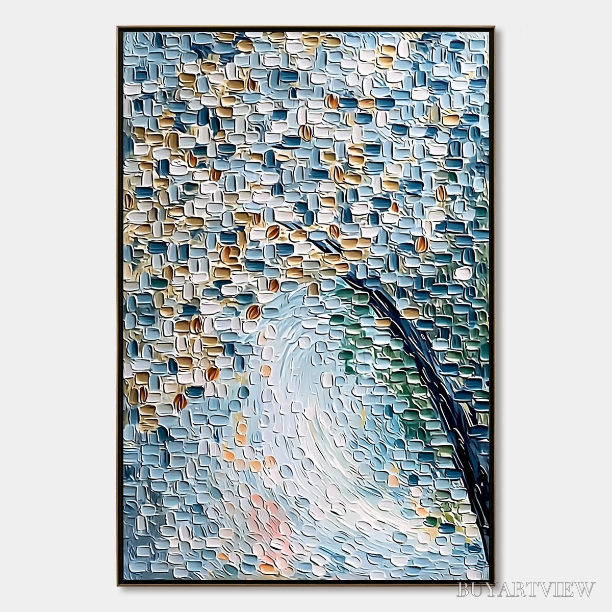 BUYARTVIEW Cobblestone Blossom – Heavily Textured Abstract Tree Painting with Palette Knife Detail - image 1
