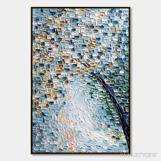 BUYARTVIEW Cobblestone Blossom – Heavily Textured Abstract Tree Painting with Palette Knife Detail - image 1