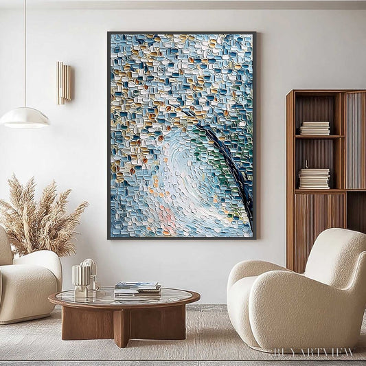 BUYARTVIEW Cobblestone Blossom – Heavily Textured Abstract Tree Painting with Palette Knife Detail - image 2