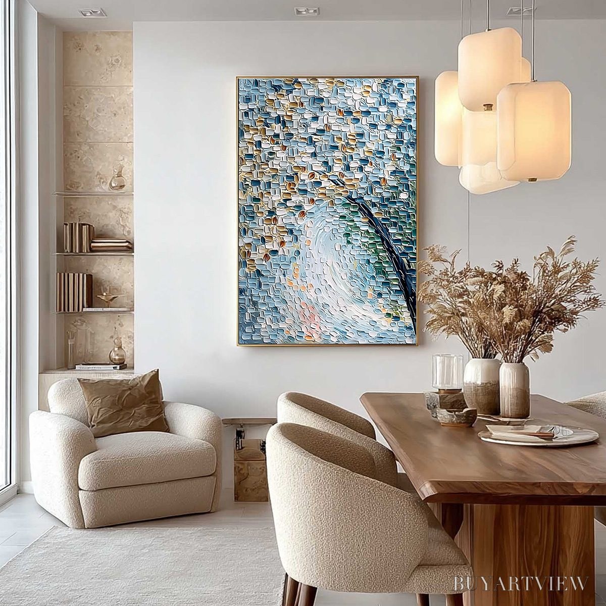BUYARTVIEW Cobblestone Blossom – Heavily Textured Abstract Tree Painting with Palette Knife Detail - image 4