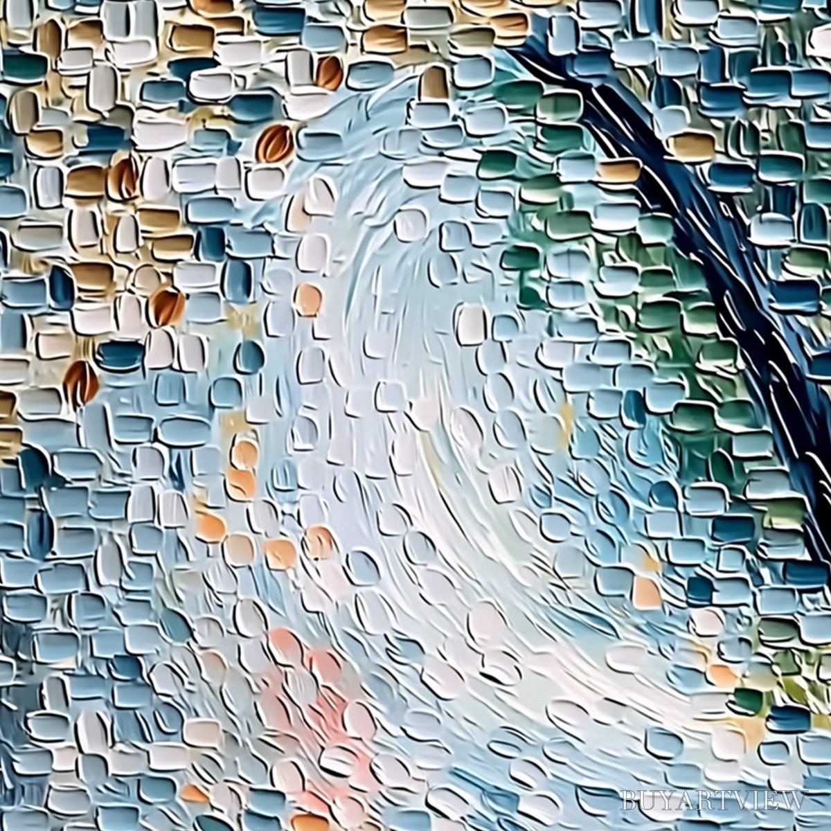 BUYARTVIEW Cobblestone Blossom – Heavily Textured Abstract Tree Painting with Palette Knife Detail - image 5