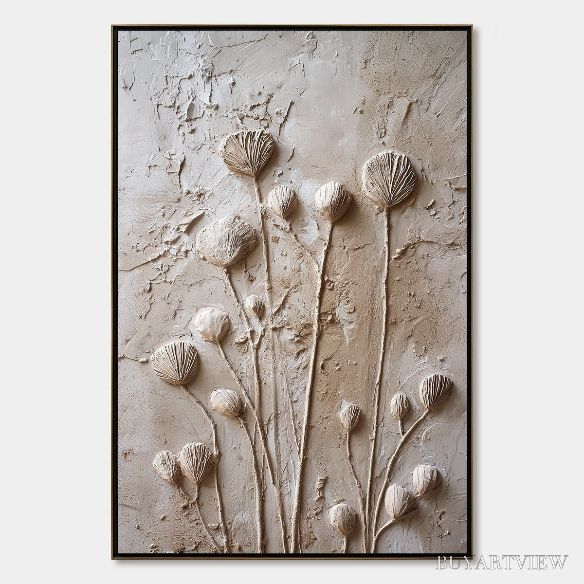 BUYARTVIEW Earthen Blooms – Textured Wabi-Sabi Floral Impasto Painting - image 1