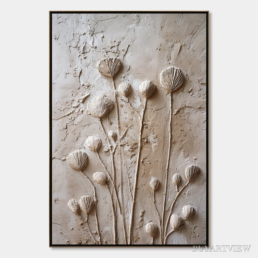 BUYARTVIEW Earthen Blooms – Textured Wabi-Sabi Floral Impasto Painting - image 1