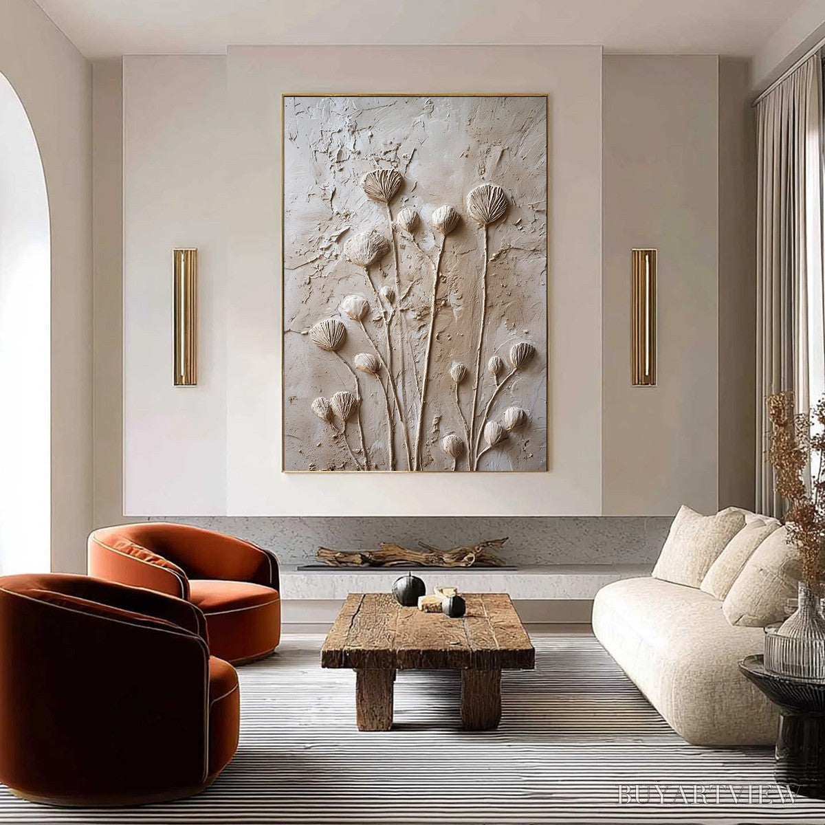 BUYARTVIEW Earthen Blooms – Textured Wabi-Sabi Floral Impasto Painting - image 2