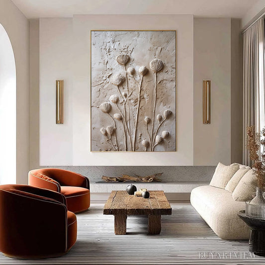 BUYARTVIEW Earthen Blooms – Textured Wabi-Sabi Floral Impasto Painting - image 2