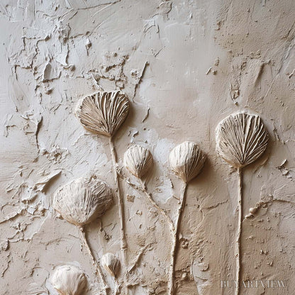 BUYARTVIEW Earthen Blooms – Textured Wabi-Sabi Floral Impasto Painting - image 3