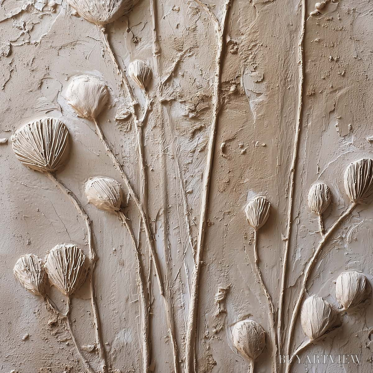 BUYARTVIEW Earthen Blooms – Textured Wabi-Sabi Floral Impasto Painting - image 5