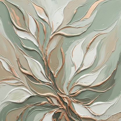 BUYARTVIEW Verdant Whisper – Textured Abstract Botanical Leaf Painting - image 3