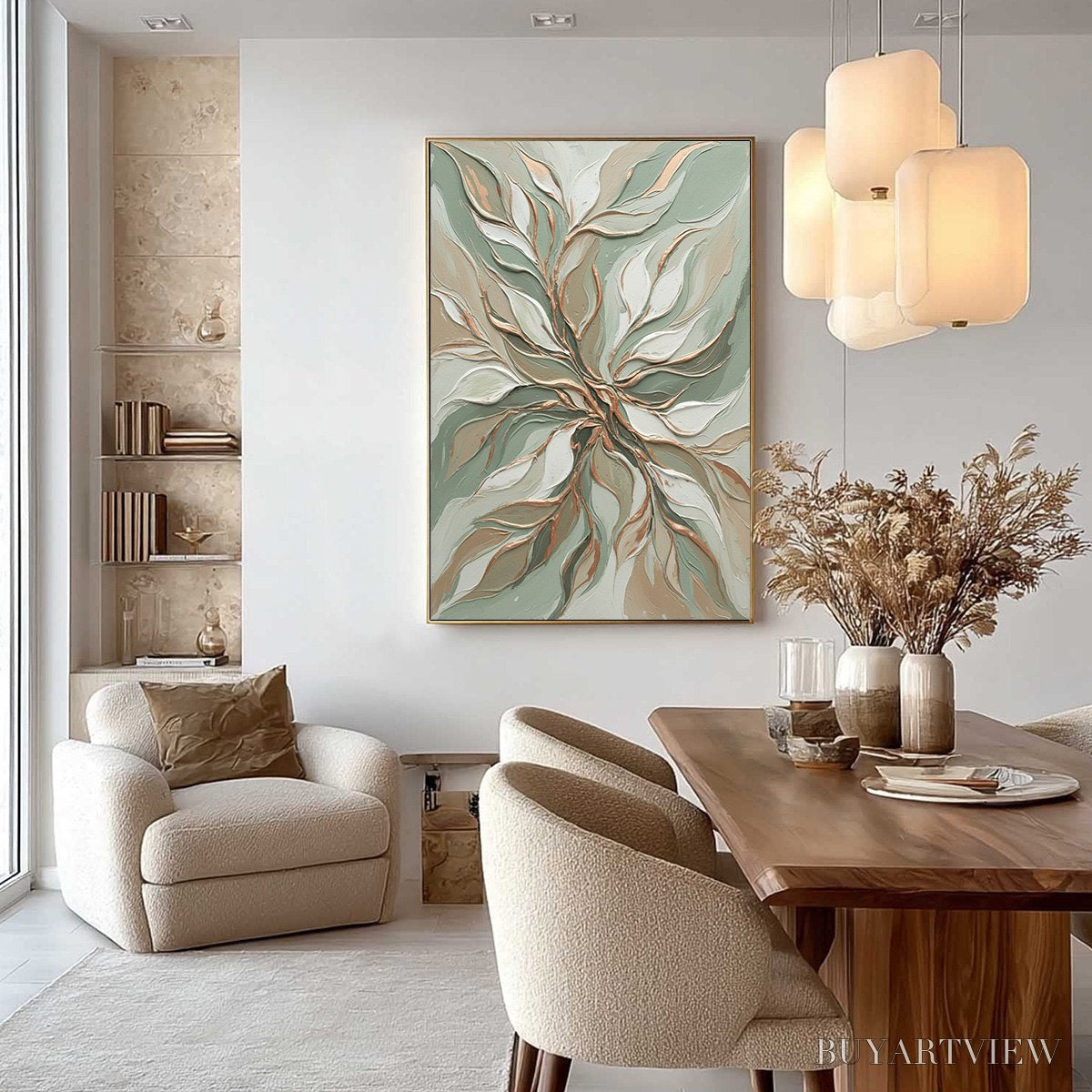 BUYARTVIEW Verdant Whisper – Textured Abstract Botanical Leaf Painting - image 6