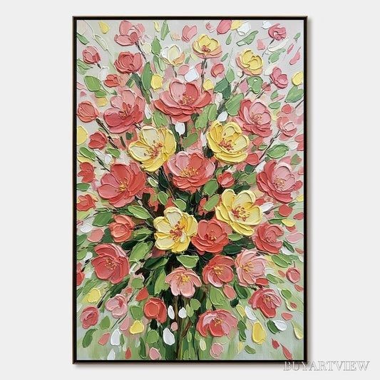 BUYARTVIEW Joyful Bloom – Textured Floral Impasto Oil Painting - image 1
