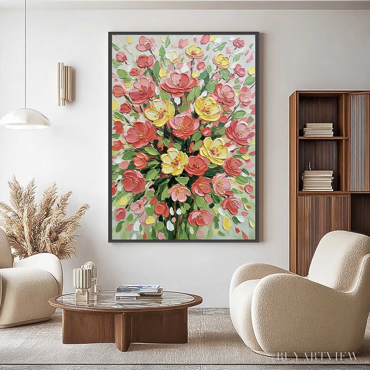 BUYARTVIEW Joyful Bloom – Textured Floral Impasto Oil Painting - image 4