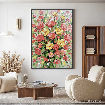 BUYARTVIEW Joyful Bloom – Textured Floral Impasto Oil Painting - image 4