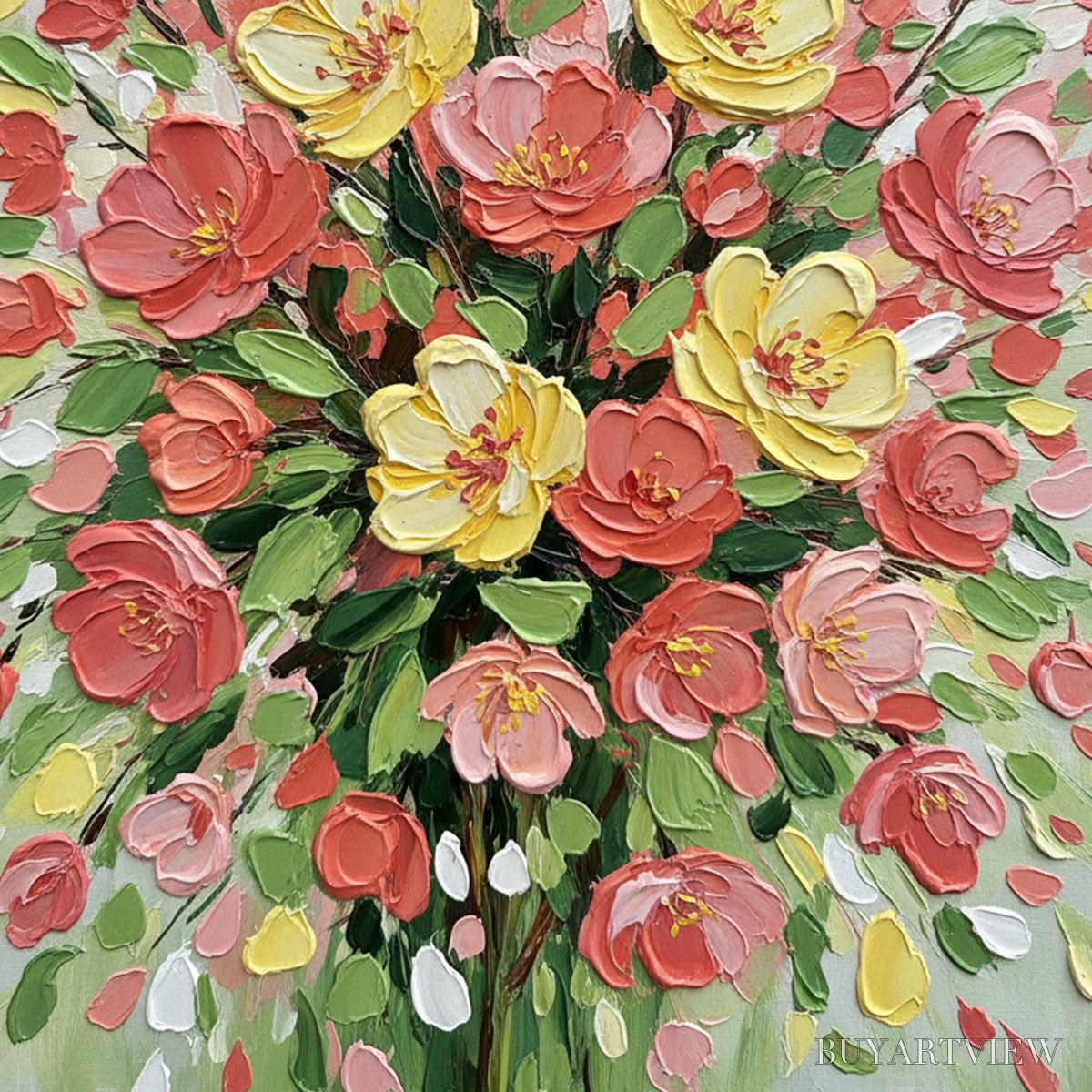 BUYARTVIEW Joyful Bloom – Textured Floral Impasto Oil Painting - image 5