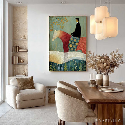 BUYARTVIEW A Gentle Journey – Textured Figurative Painting of a Rider and Horse - image 6