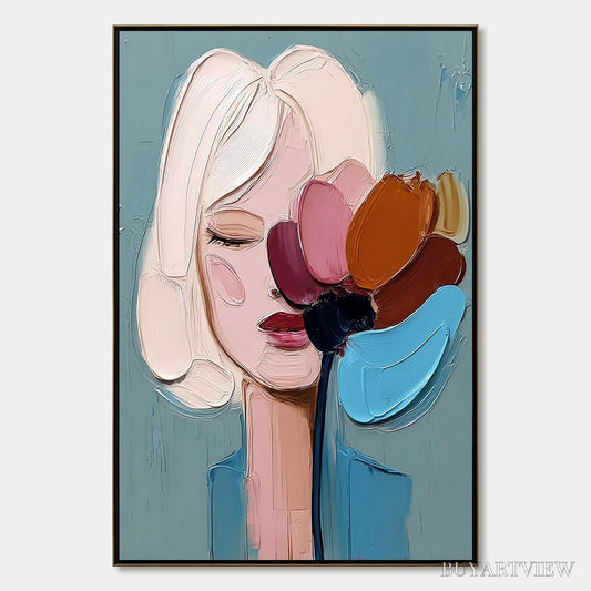BUYARTVIEW Bloom Within – Textured Impasto Portrait Painting of a Woman - image 1