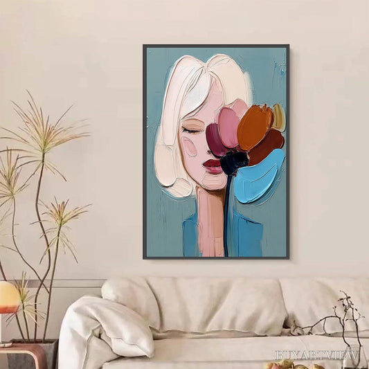 BUYARTVIEW Bloom Within – Textured Impasto Portrait Painting of a Woman - image 2