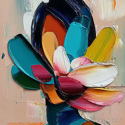 BUYARTVIEW Petaled Persona – Colorful Abstract Floral Portrait Impasto Painting - image 3
