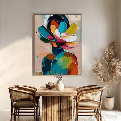 BUYARTVIEW Petaled Persona – Colorful Abstract Floral Portrait Impasto Painting - image 6