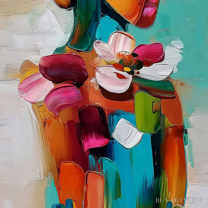 BUYARTVIEW Floral Ascension – Colorful Abstract Floral Portrait Impasto Oil Painting - image 5