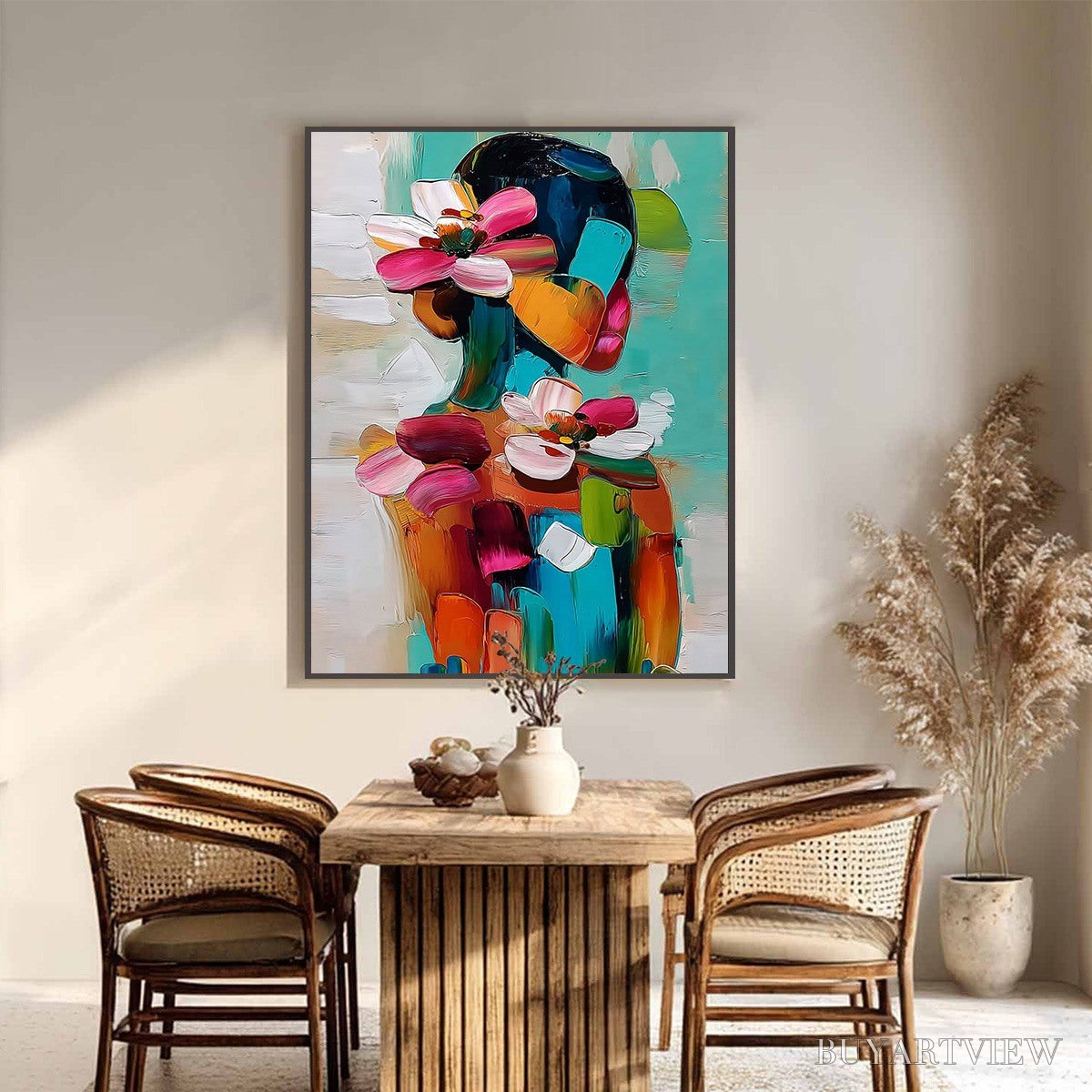 BUYARTVIEW Floral Ascension – Colorful Abstract Floral Portrait Impasto Oil Painting - image 6