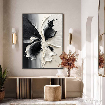 BUYARTVIEW Eclosion – Black and White Wabi Sabi Textured Abstract Flower Painting - image 2