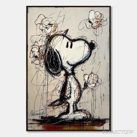 BUYARTVIEW Joyful Daydream – Expressive Pop Art Character Painting with Floral Accents - image 1