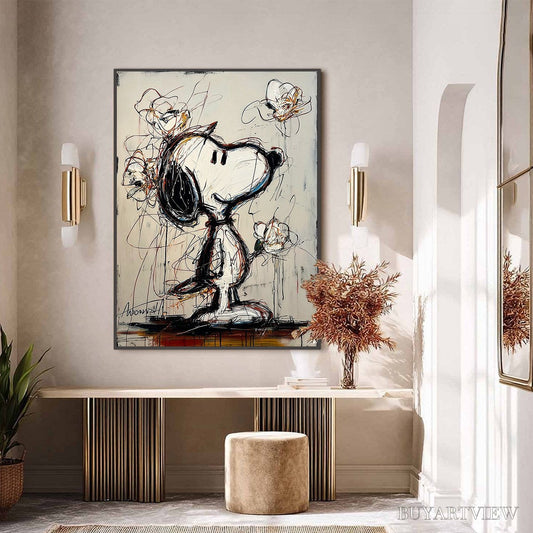 BUYARTVIEW Joyful Daydream – Expressive Pop Art Character Painting with Floral Accents - image 2