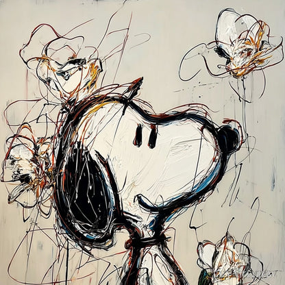 BUYARTVIEW Joyful Daydream – Expressive Pop Art Character Painting with Floral Accents - image 3