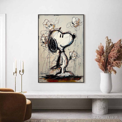BUYARTVIEW Joyful Daydream – Expressive Pop Art Character Painting with Floral Accents - image 4
