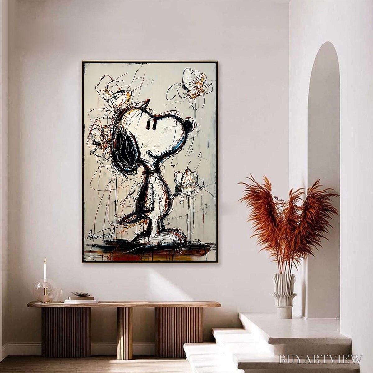 BUYARTVIEW Joyful Daydream – Expressive Pop Art Character Painting with Floral Accents - image 6
