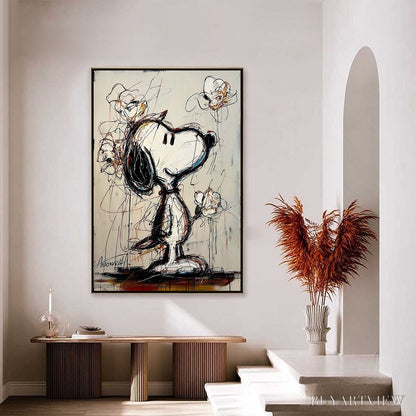 BUYARTVIEW Joyful Daydream – Expressive Pop Art Character Painting with Floral Accents - image 6