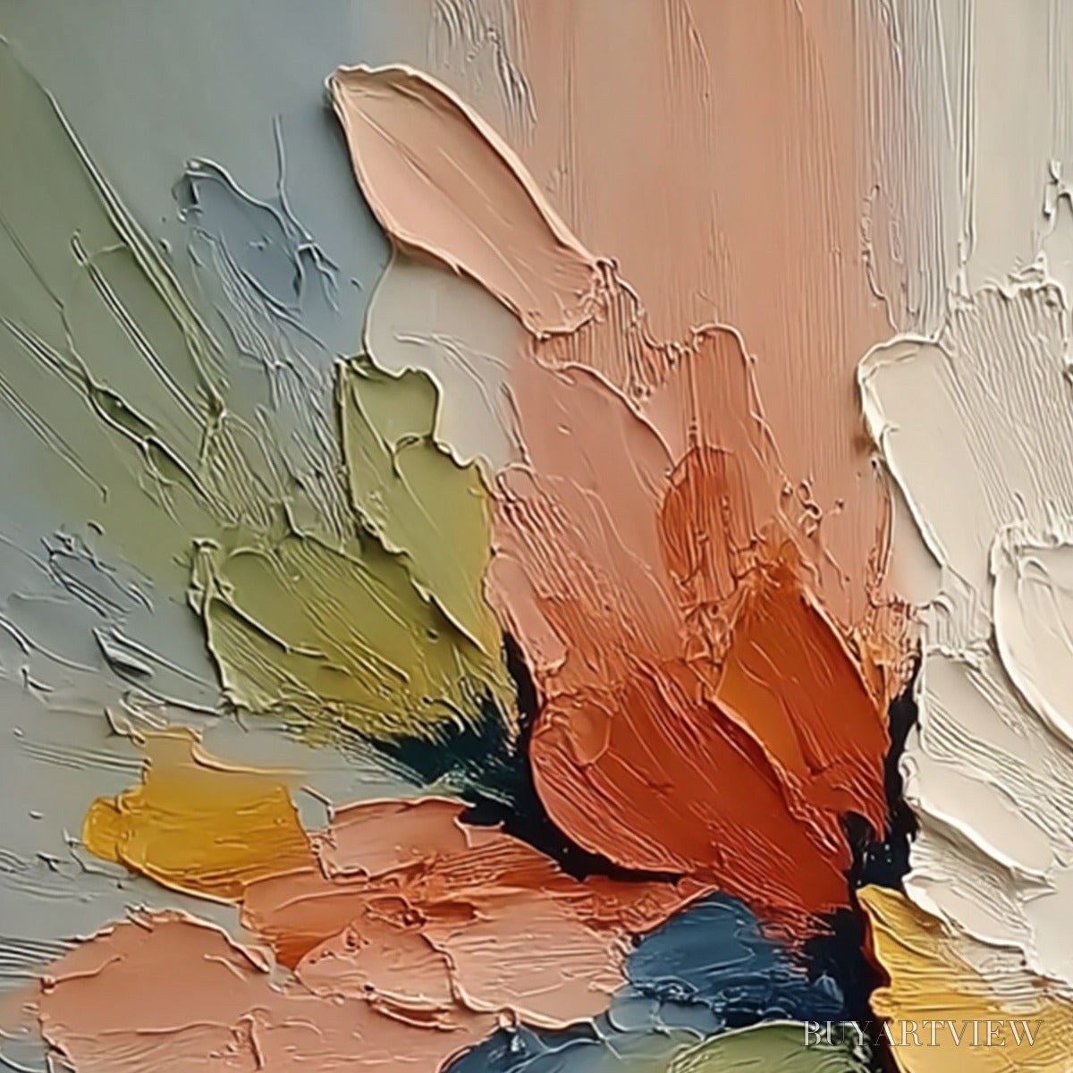 BUYARTVIEW Ethereal Bloom – Textured Impasto Abstract Floral Painting - image 5