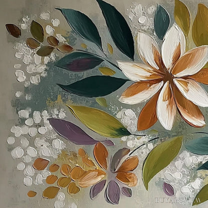 BUYARTVIEW Earthly Bloom – Textured Abstract Floral Impasto Painting - image 3