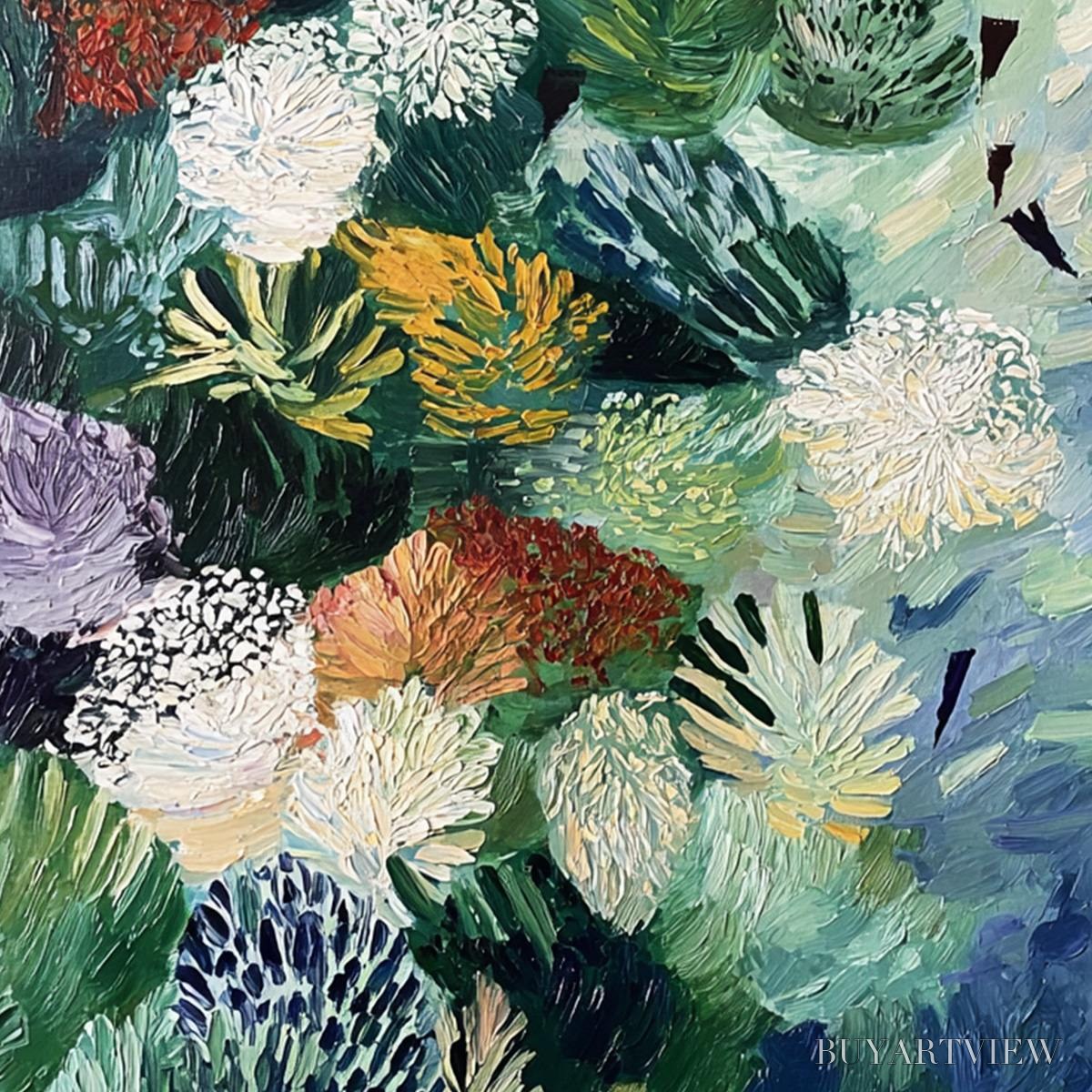 BUYARTVIEW River of Blooms – Textured Palette Knife Abstract Floral Painting - image 3