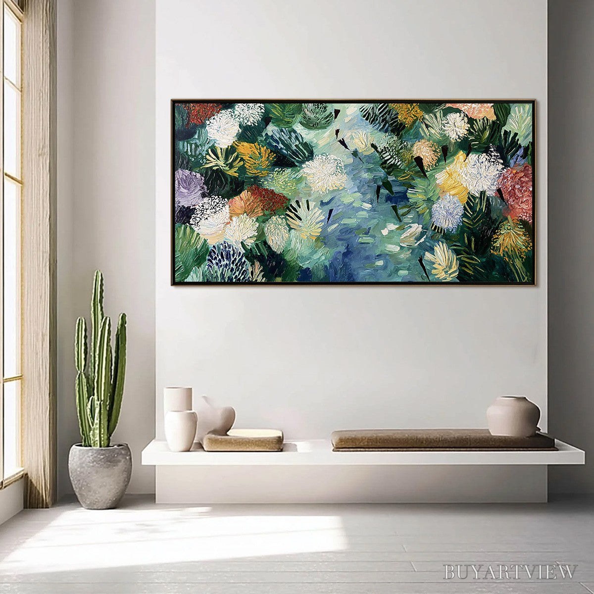 BUYARTVIEW River of Blooms – Textured Palette Knife Abstract Floral Painting - image 4
