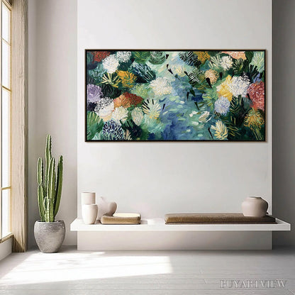 BUYARTVIEW River of Blooms – Textured Palette Knife Abstract Floral Painting - image 4