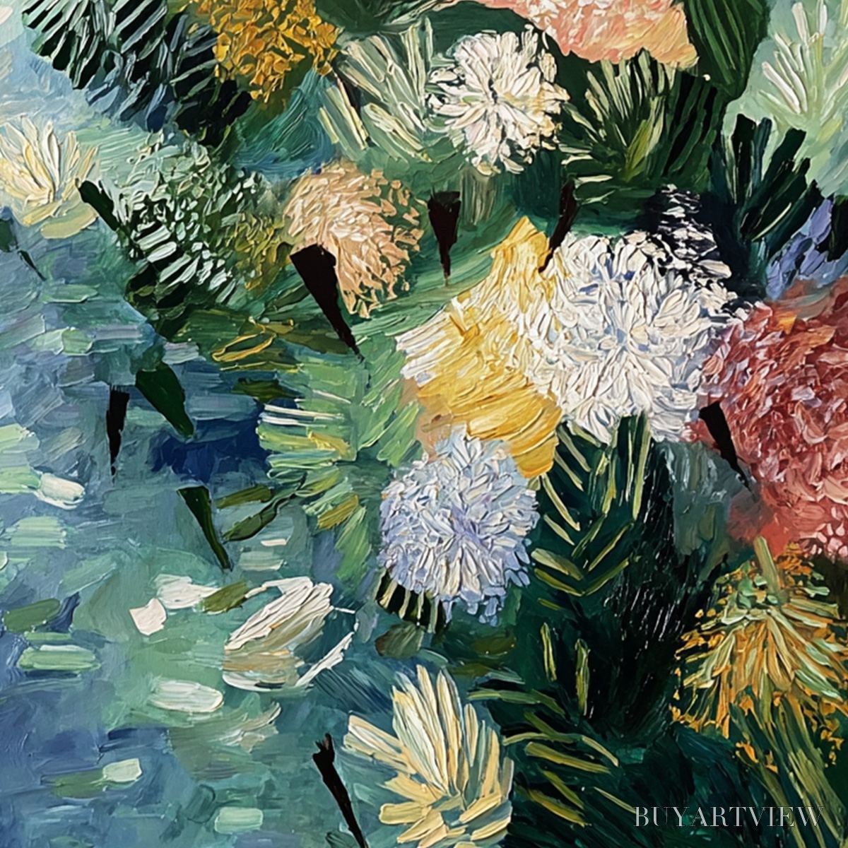 BUYARTVIEW River of Blooms – Textured Palette Knife Abstract Floral Painting - image 5