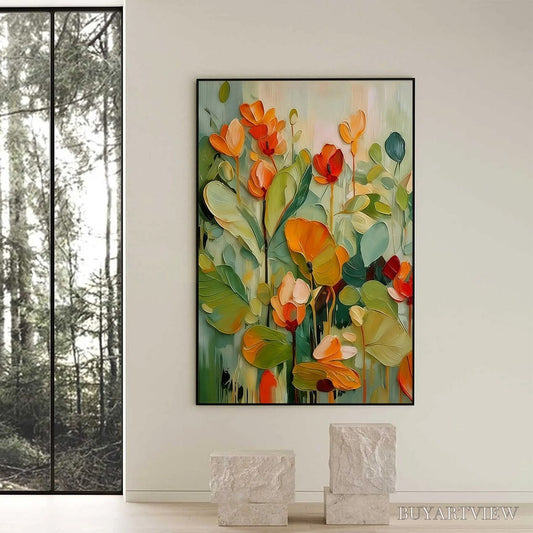 BUYARTVIEW Sunset Blooms – Vibrant Textured Impasto Floral Oil Painting - image 2