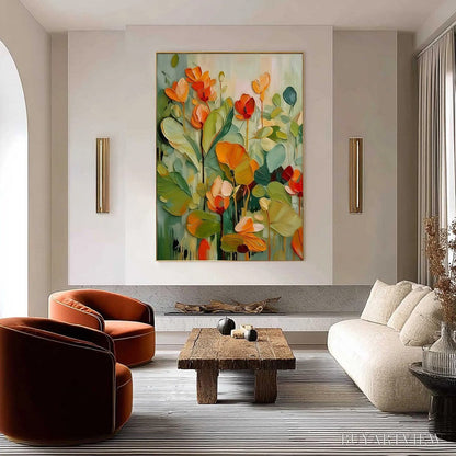 BUYARTVIEW Sunset Blooms – Vibrant Textured Impasto Floral Oil Painting - image 4