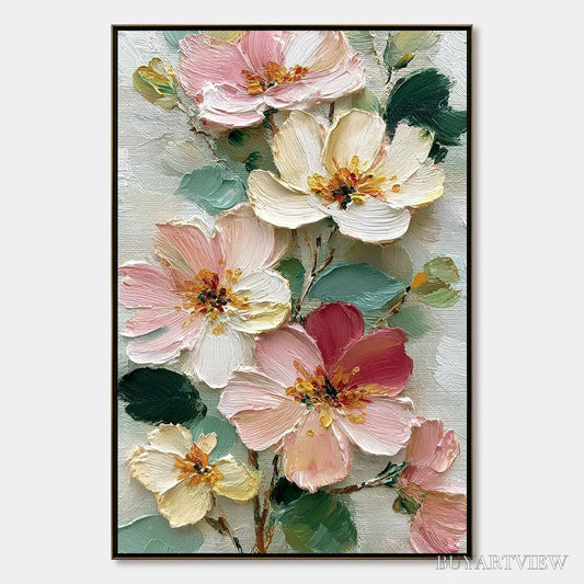 BUYARTVIEW Petal Serenade – Vertical Textured Impasto Floral Oil Painting - image 1
