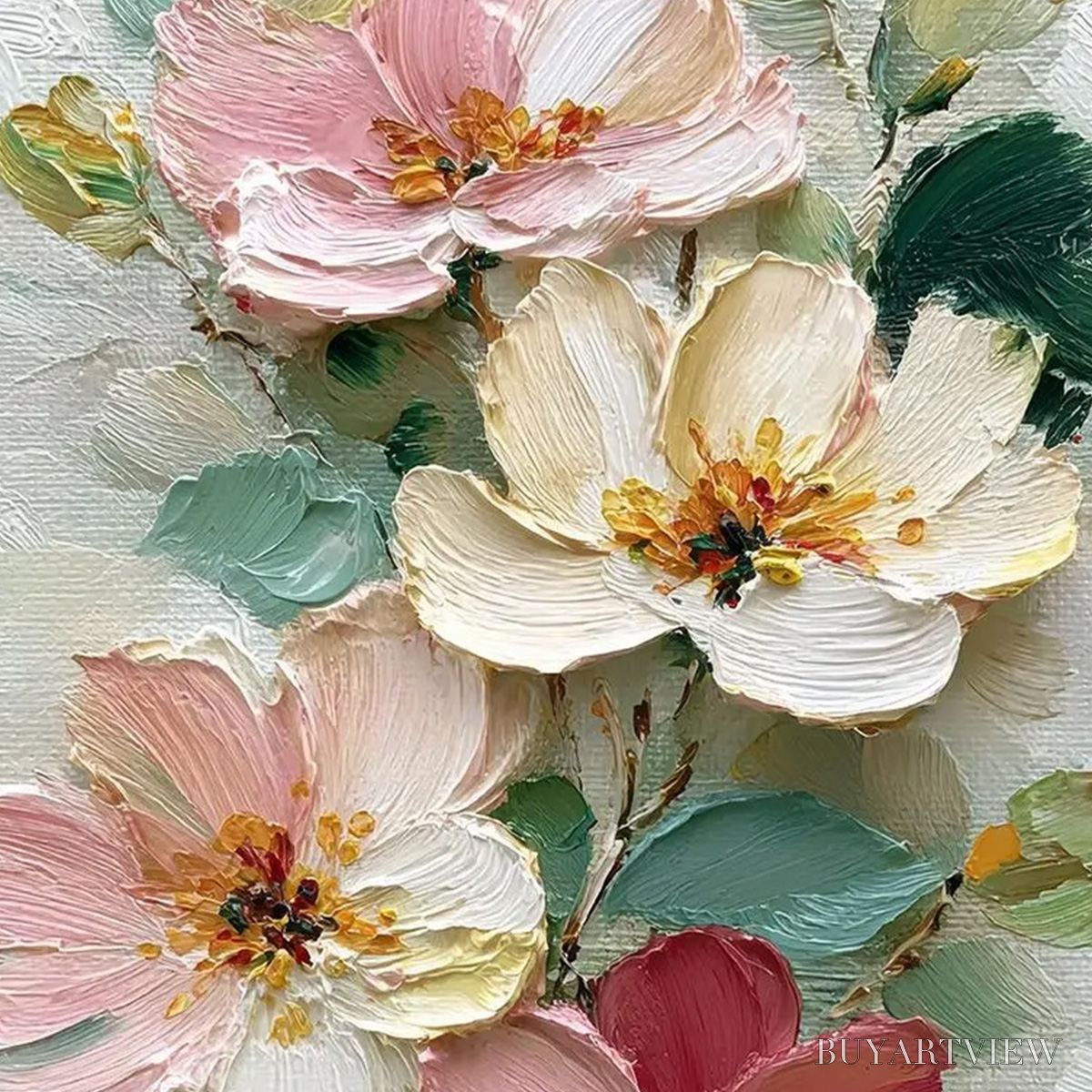 BUYARTVIEW Petal Serenade – Vertical Textured Impasto Floral Oil Painting - image 3