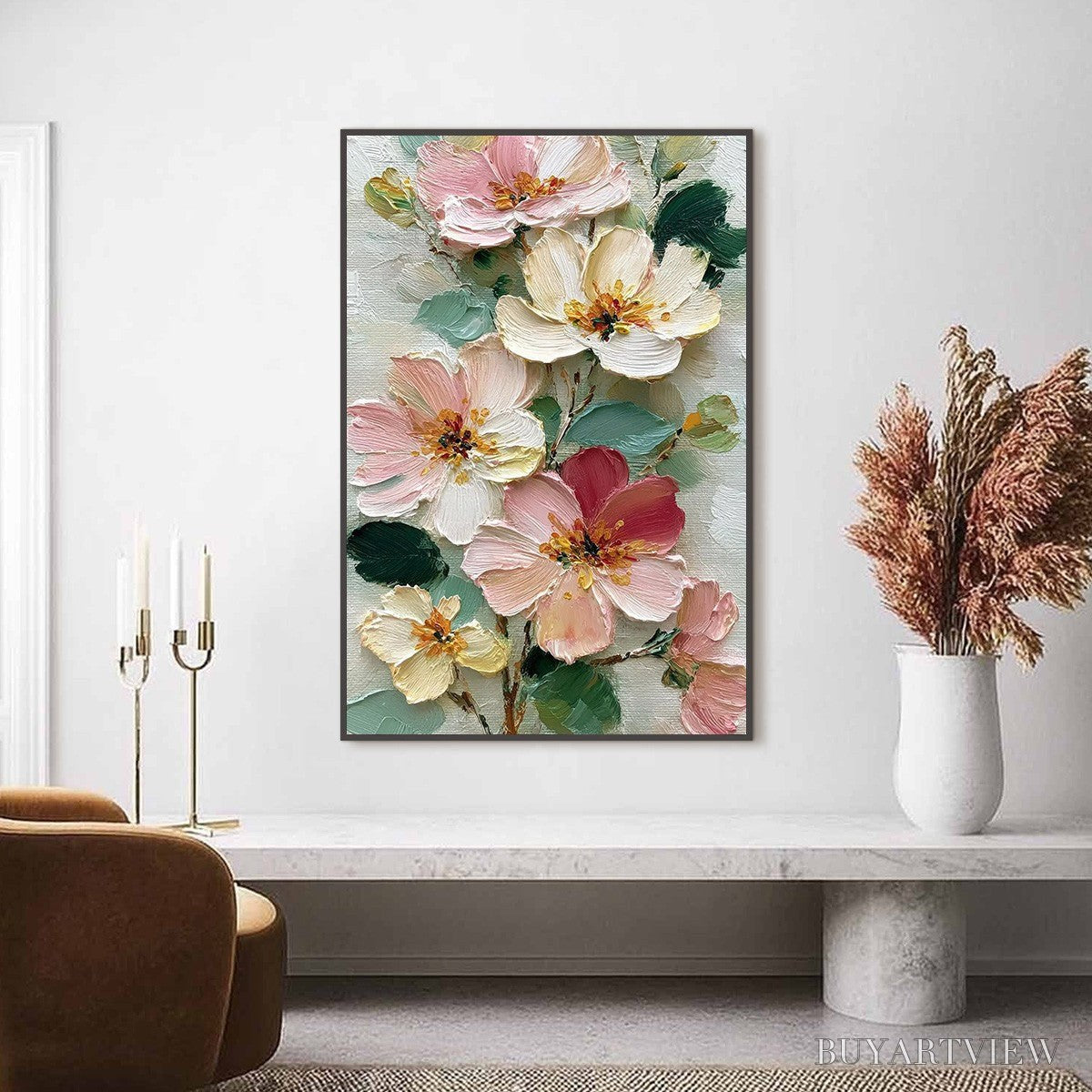 BUYARTVIEW Petal Serenade – Vertical Textured Impasto Floral Oil Painting - image 4