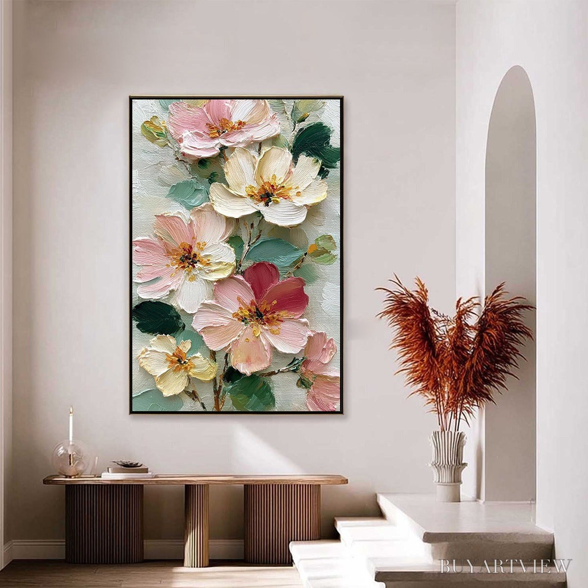 BUYARTVIEW Petal Serenade – Vertical Textured Impasto Floral Oil Painting - image 6
