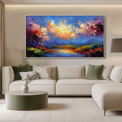 BUYARTVIEW Celestial Bloom – Textured Abstract Floral Landscape Oil Painting - image 4