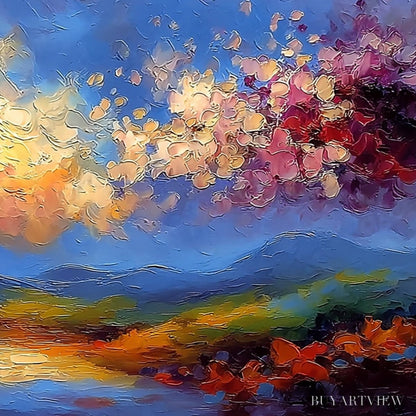 BUYARTVIEW Celestial Bloom – Textured Abstract Floral Landscape Oil Painting - image 5