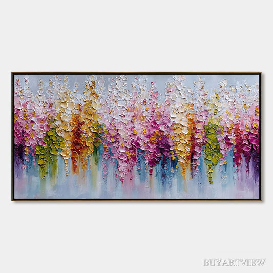 BUYARTVIEW Floral Cascade – Colorful Abstract Floral Impasto Palette Knife Painting - image 1